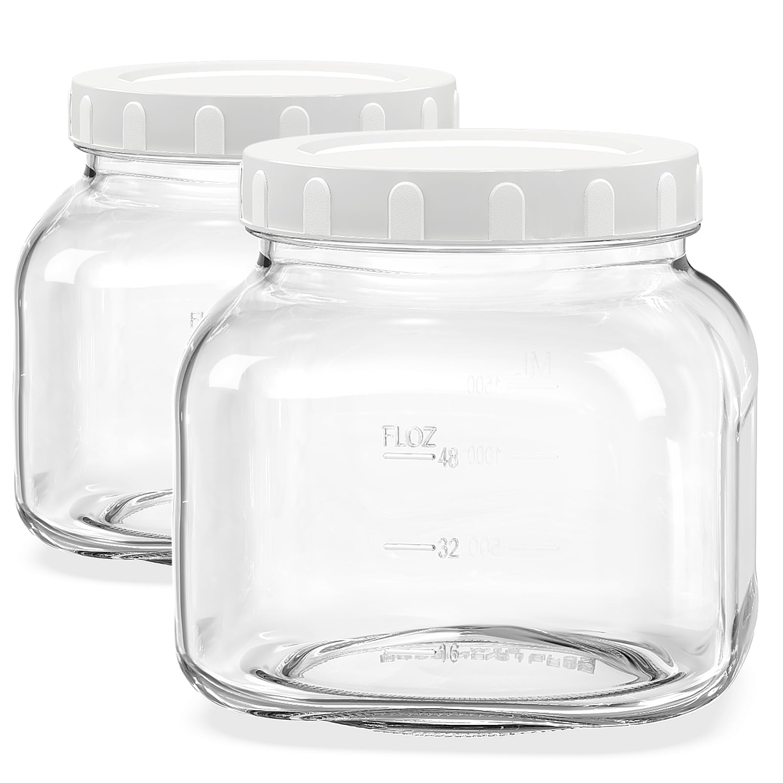 2 Pcs 0.6 Gallon Square Wide Mouth Glass Jars with Airtight Lids