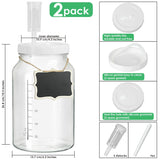 2 Pcs 1 Gallon Large Fermentation Jars with 3 Airlocks and 2 Screw Lids