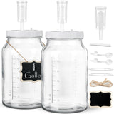 2 Pcs 1 Gallon Large Fermentation Jars with 3 Airlocks and 2 Screw Lids