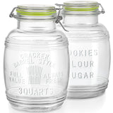 2 Pcs 98 oz Retro Barrel Style Glass Jars(Hinged Lids)