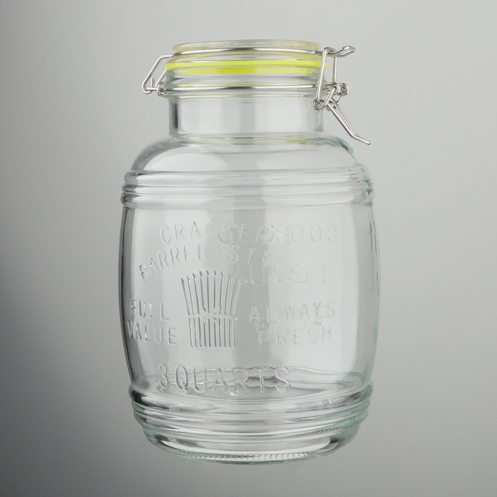 2 Pcs 98 oz Retro Barrel Style Glass Jars(Hinged Lids)