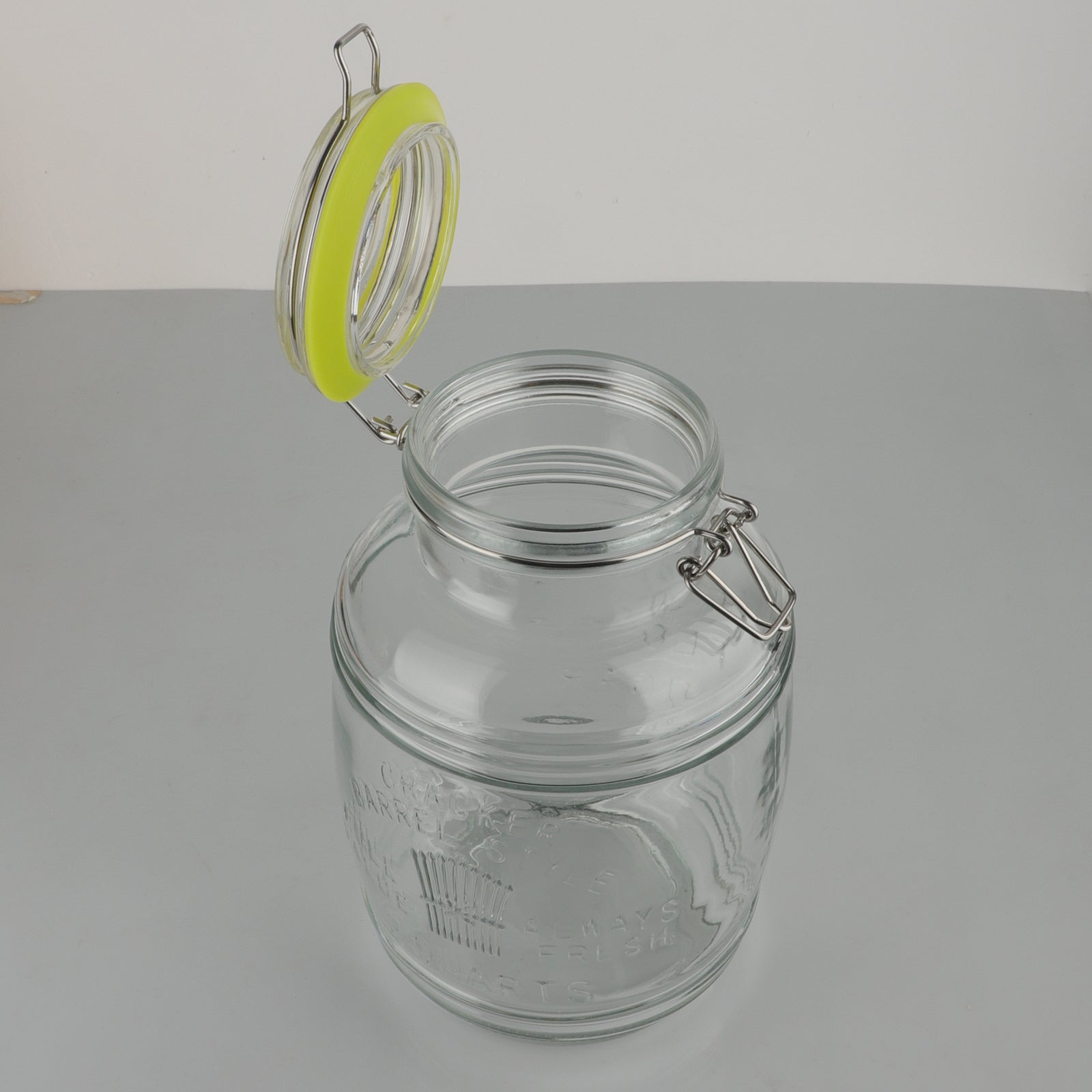 2 Pcs 98 oz Retro Barrel Style Glass Jars(Hinged Lids)