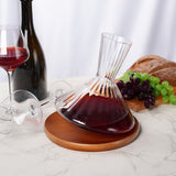 1600ML（54 OZ） Rotatable Wine Decanter with Wood Base