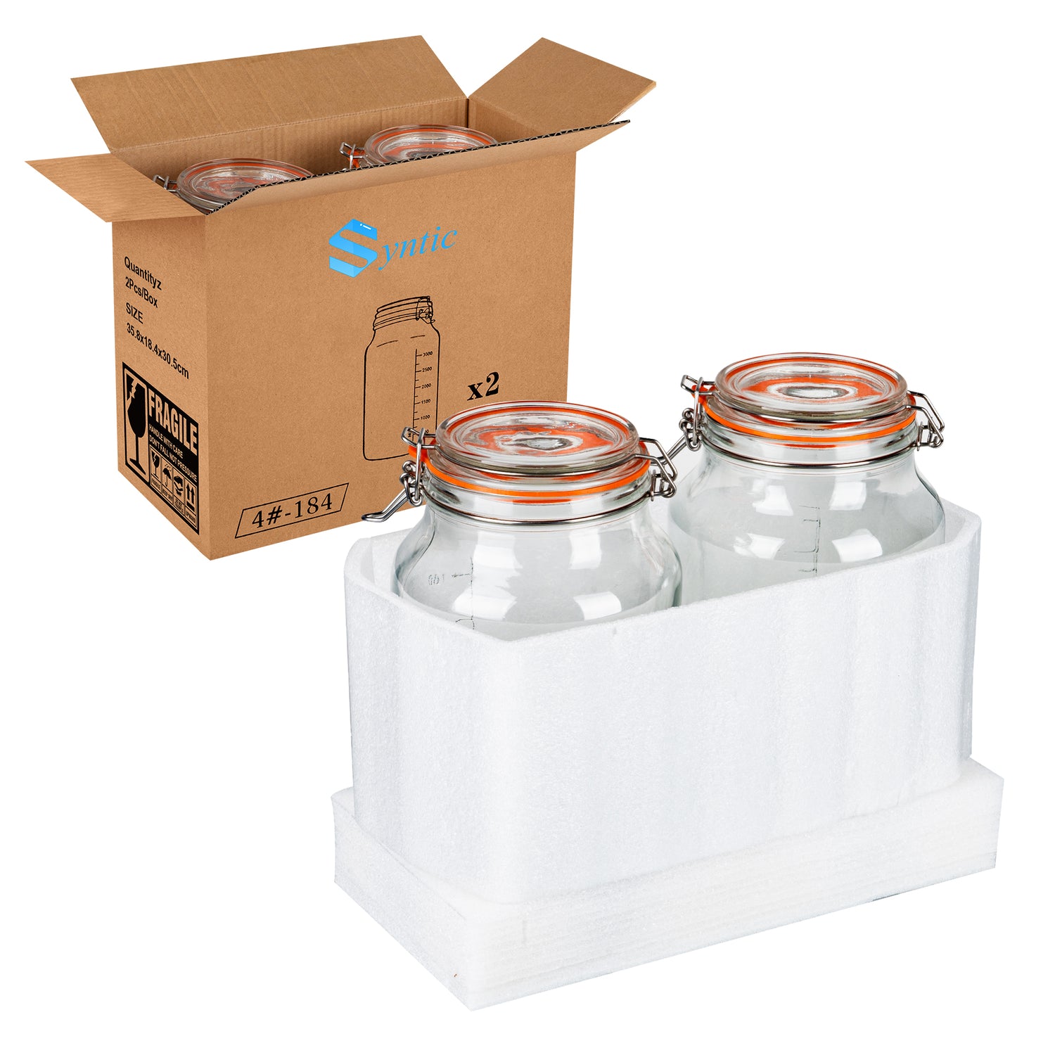 2 Pcs 1 Gallon Super Wide-Mouth Glass Jars