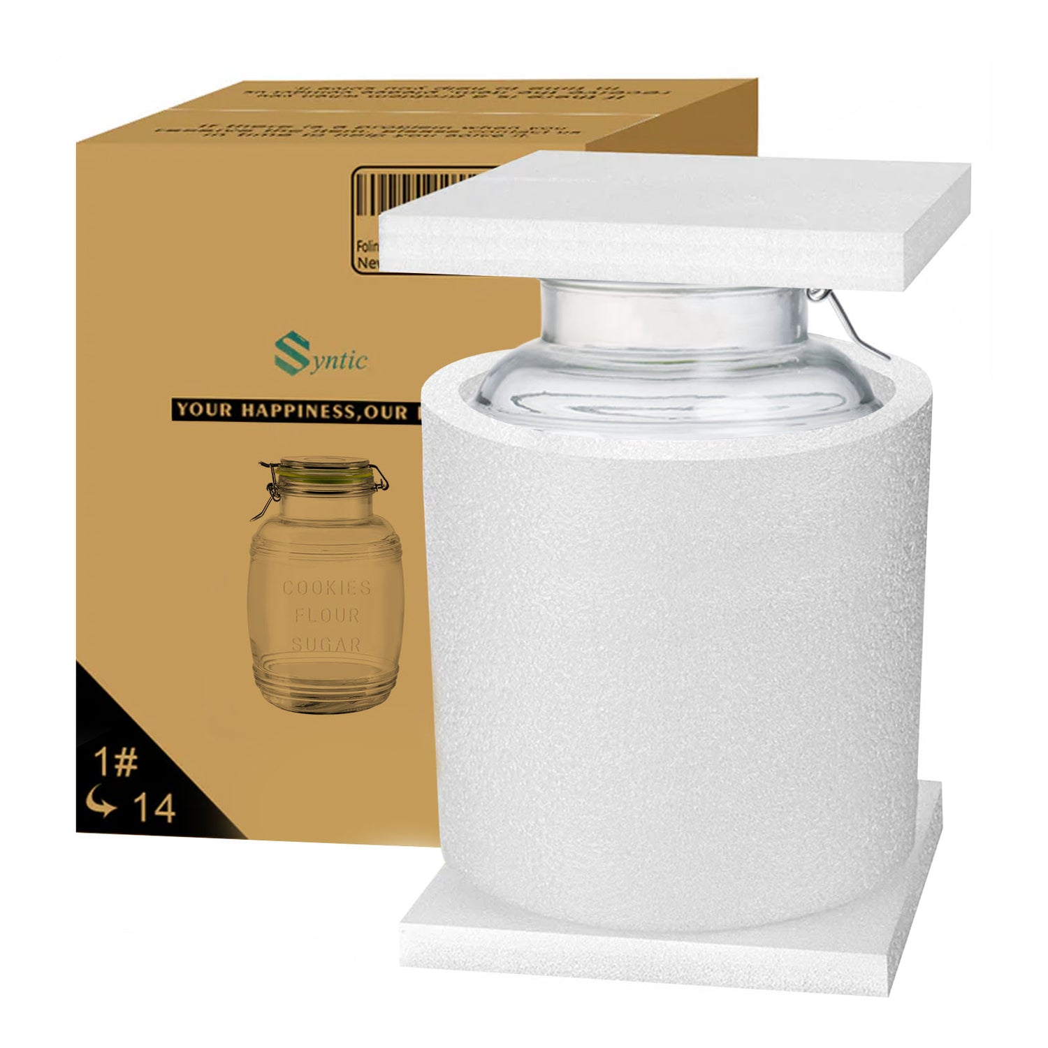 2 Pcs 98 oz Retro Barrel Style Glass Jars(Hinged Lids)