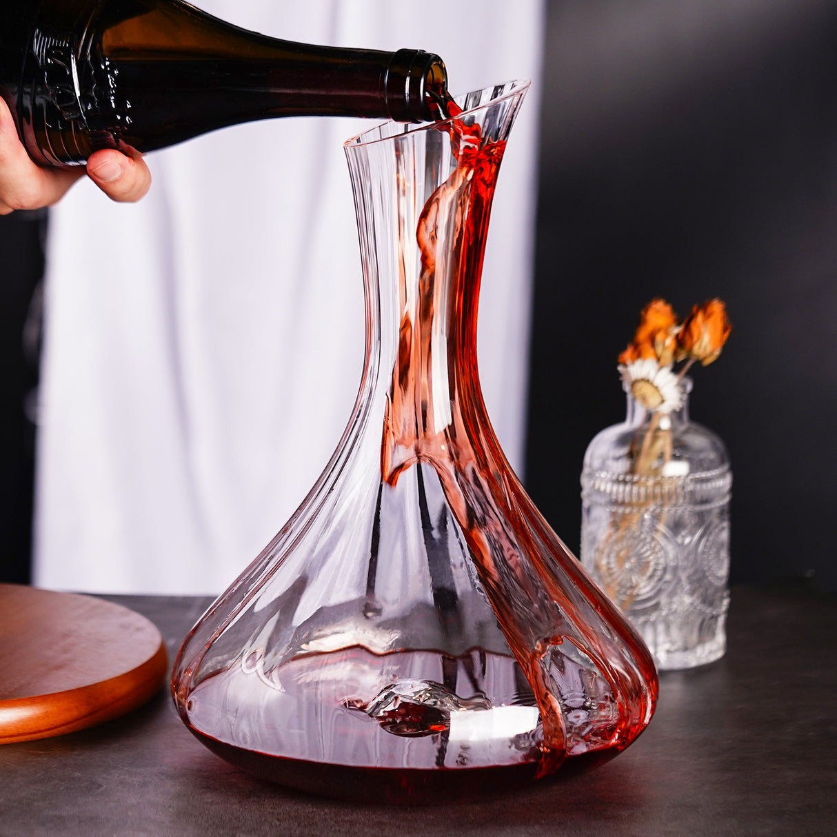 1500ML（63 OZ）Hand-Blown Crystalline Wine Decanter