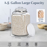 1 Pc 1.5 Gallon Square Glass Jar with Removable Handles & Airtight Screw Lids