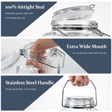 1 Gallon Super Large Glass Jar with Airtight Glass Lid, Stainless Steel Handle