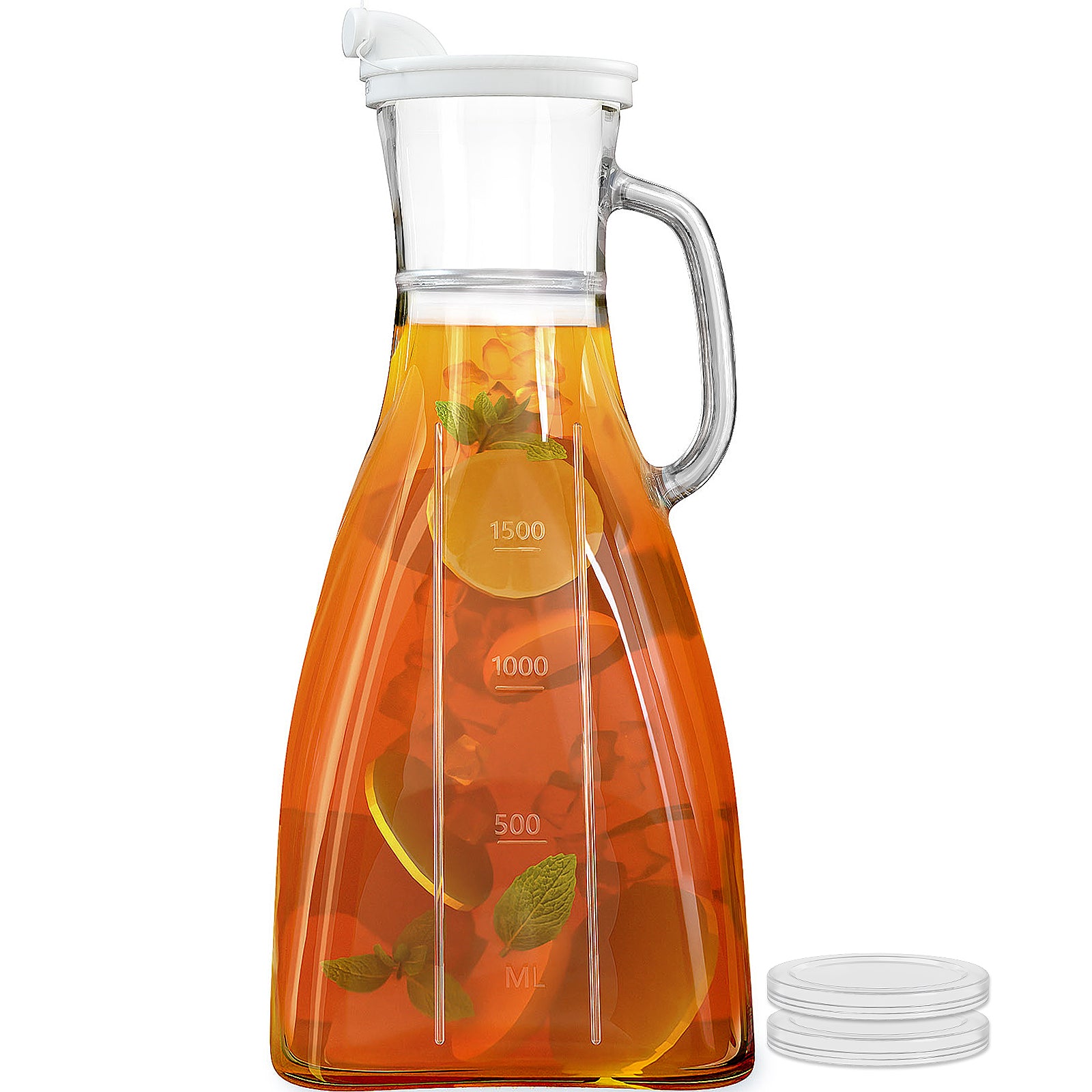 1 Pc 2 Quart Heavy Duty Glass Pitcher with Handle and Silicone Pour Spout