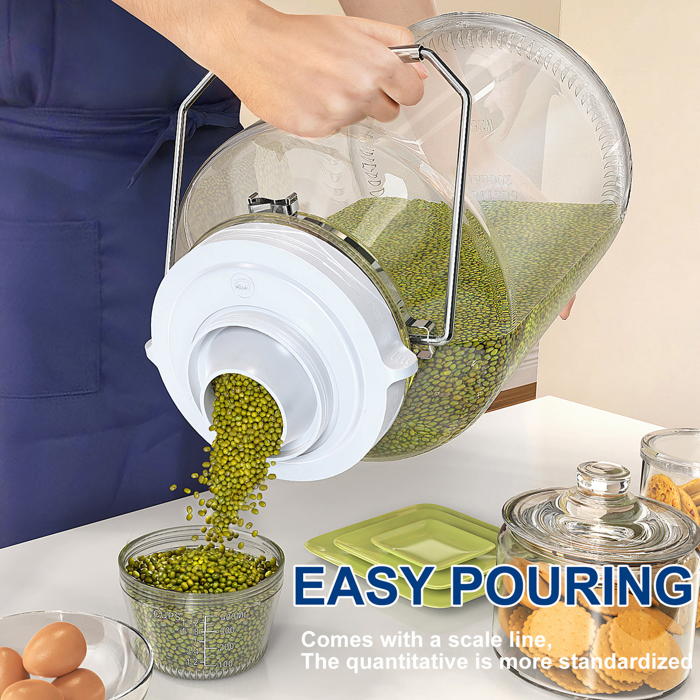 5 Gallon Wide Mouth Airtight Glass Storage Jars with Stainless Steel Handle