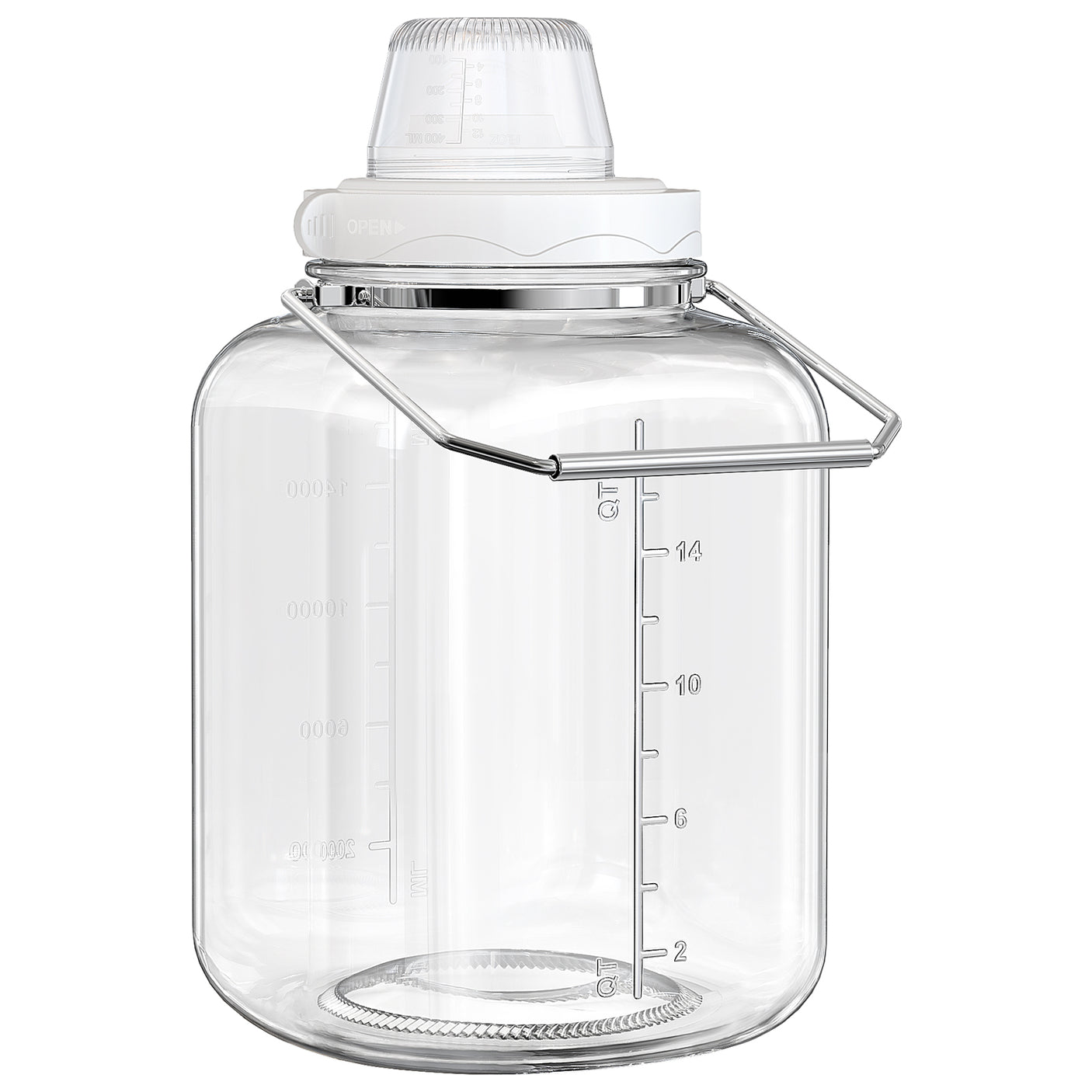 5 Gallon Wide Mouth Square Storage Glass Jar with Airtight Lid and Stainless Steel Handle