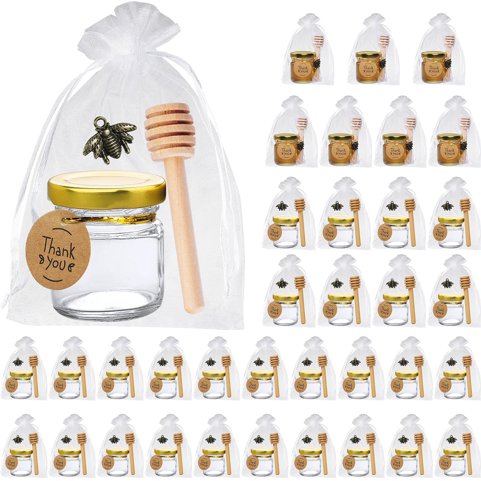 36 Pcs 1.5 oz Mini Glass Honey Jars