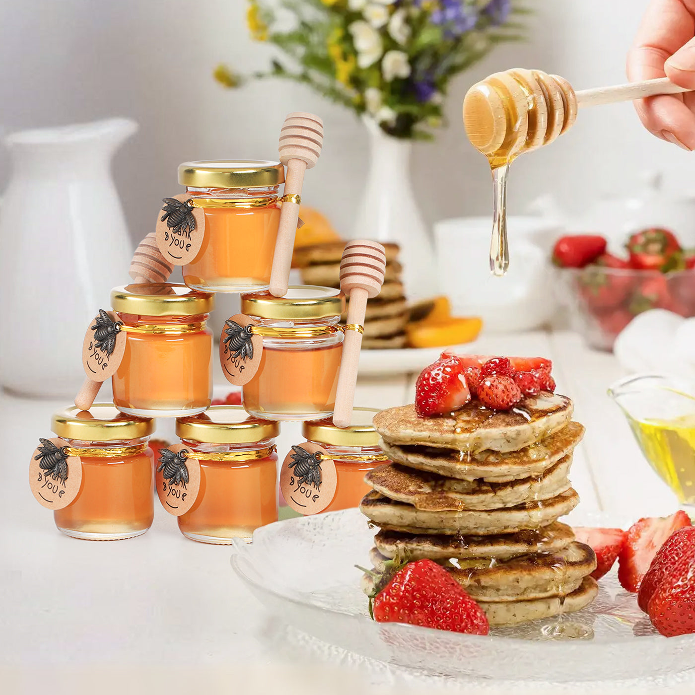 36 Pcs 1.5 oz Mini Glass Honey Jars