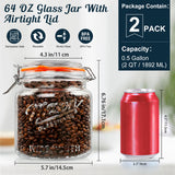 2 Pc 0.5 Gallon Mason Jar with Airtight Glass Lid