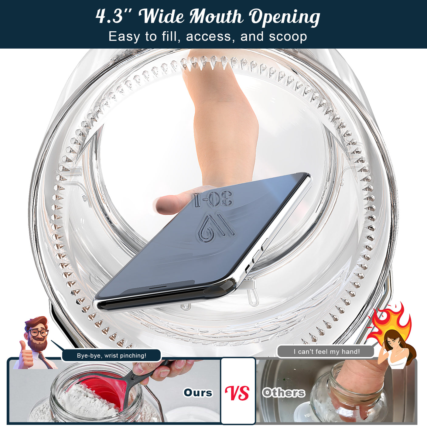 2 Pc 1 Gallon Glass Mason Jar with Silicone Anti-slip Cover & Airtight Lid, Steel Removable Handle