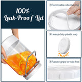 2 Pc 1 Gallon Glass Mason Jar with Silicone Anti-slip Cover & Airtight Lid, Steel Removable Handle