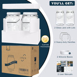 2 Pc 1 Gallon Glass Mason Jar with Silicone Anti-slip Cover & Airtight Lid, Steel Removable Handle