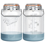2 Pc 1 Gallon Glass Mason Jar with Silicone Anti-slip Cover & Airtight Glass Lid, Steel Removable Handle