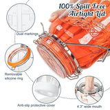 2 Pc 1 Gallon Glass Mason Jar with Silicone Anti-slip Cover & Airtight Glass Lid, Steel Removable Handle