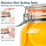 2 Pc 1 Gallon Glass Mason Jar with Silicone Anti-slip Cover & Airtight Glass Lid, Steel Removable Handle