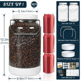 2 Pc 1.5 Gallon Storage Mason Jar with Silicone Anti-slip Cover & Airtight Lid, Steel Removable Handle