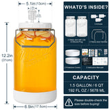 2 Pc 1.5 Gallon Fermentation Mason Jar with Silicone Anti-slip Cover & Airlocks, Steel Removable Handle