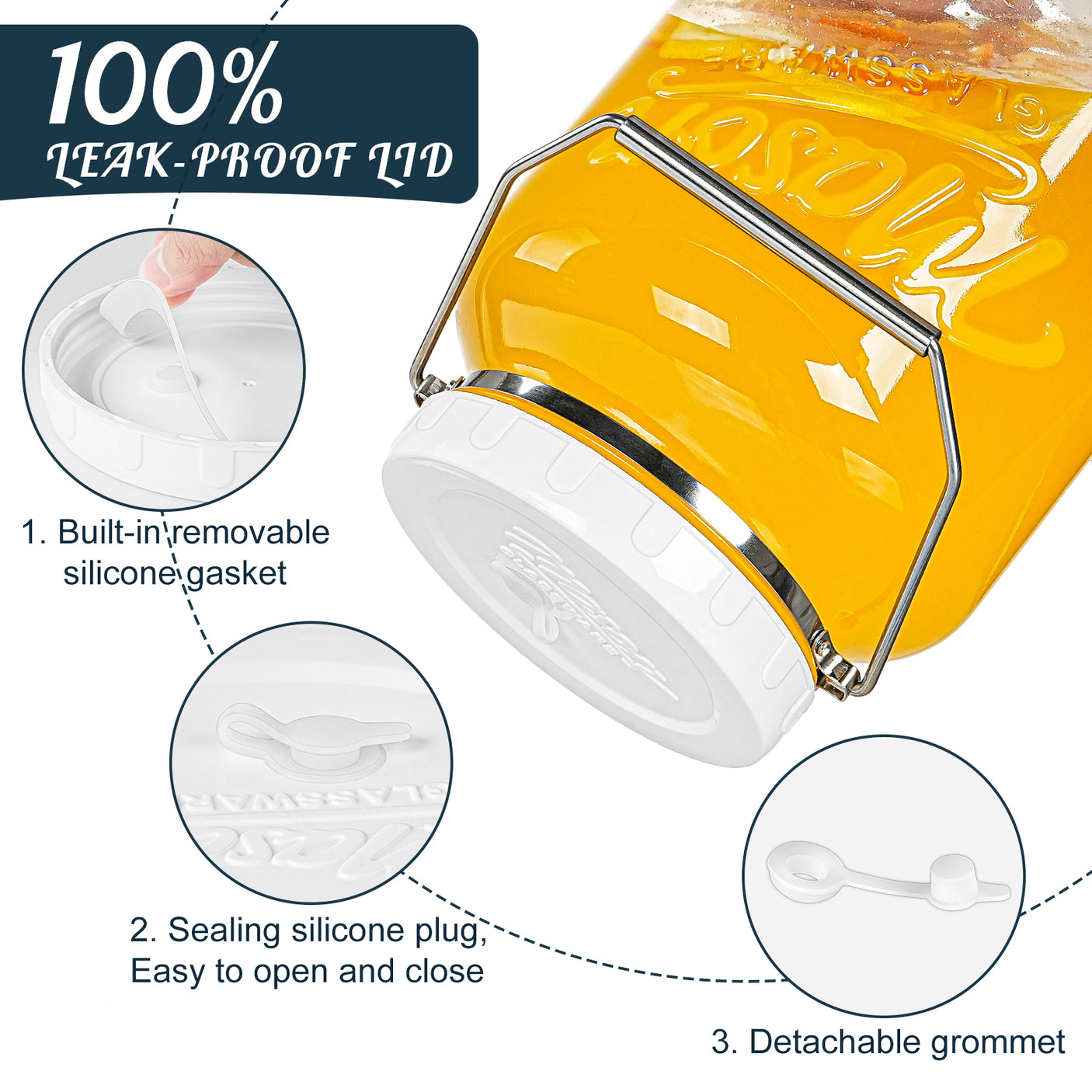 2 Pc 1.5 Gallon Fermentation Mason Jar with Silicone Anti-slip Cover & Airlocks, Steel Removable Handle