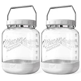 2 Pc 1 Gallon Square Mason Jar with Silicone Anti-slip Cover & Airtight Lid, Steel Removable Handle