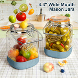 2 Pc 1 Gallon Glass Mason Jar with Silicone Anti-slip Cover & Airtight Glass Lid, Steel Removable Handle