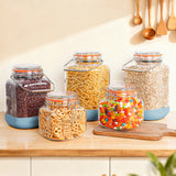 2 Pc 1 Gallon Glass Mason Jar with Silicone Anti-slip Cover & Airtight Glass Lid, Steel Removable Handle