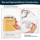 2 Pc 1.5 Gallon Square Mason Jar with Silicone Anti-slip Cover & Airtight Lid, Steel Removable Handle