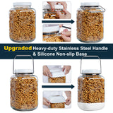 2 Pc 1.5 Gallon Square Mason Jar with Silicone Anti-slip Cover & Airtight Lid, Steel Removable Handle