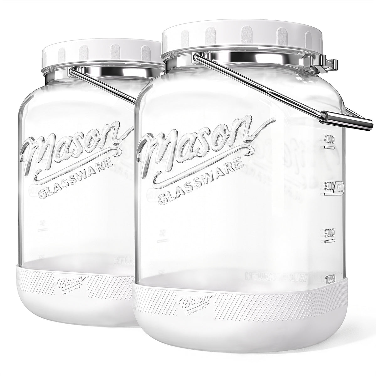 2 Pc 1.5 Gallon Square Mason Jar with Silicone Anti-slip Cover & Airti