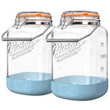 2 Pc 1.5 Gallon Glass Mason Jar with Silicone Anti-slip Cover & Airtight Glass Lid, Steel Removable Handle