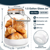 2 Pc 1 Gallon Glass Mason Jar with Silicone Anti-slip Cover & Airtight Glass Lid, Steel Removable Handle