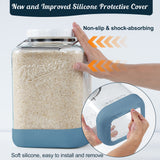 2 Pc 2 Gallon Storage Mason Jar with Silicone Anti-slip Cover & Airtight Lid, Steel Removable Handle
