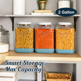 2 Pc 2 Gallon Storage Mason Jar with Silicone Anti-slip Cover & Airtight Lid, Steel Removable Handle