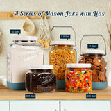 2 Pc 2 Gallon Storage Mason Jar with Silicone Anti-slip Cover & Airtight Lid, Steel Removable Handle