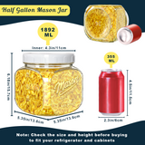 2 Pc 0.5 Gallon Square Mason Jar with Airtight Screw Lid