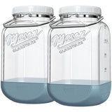 2 Pc 1.5 Gallon Storage Mason Jar with Silicone Anti-slip Cover & Airtight Lid, Steel Removable Handle