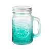 2 Pcs 16 Oz Colored Mason Jar with Glass Handle & Metal Screw Lid & Glass Straw