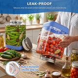 2 Pc 2 Gallon Storage Glass Jar with Dual-Layer Airtight Metal Lid, Non-slip Silicone Sleeve & Removable Handle