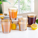 Luxury Dark Gold Tumblers Set With Fine Vertical Stripes