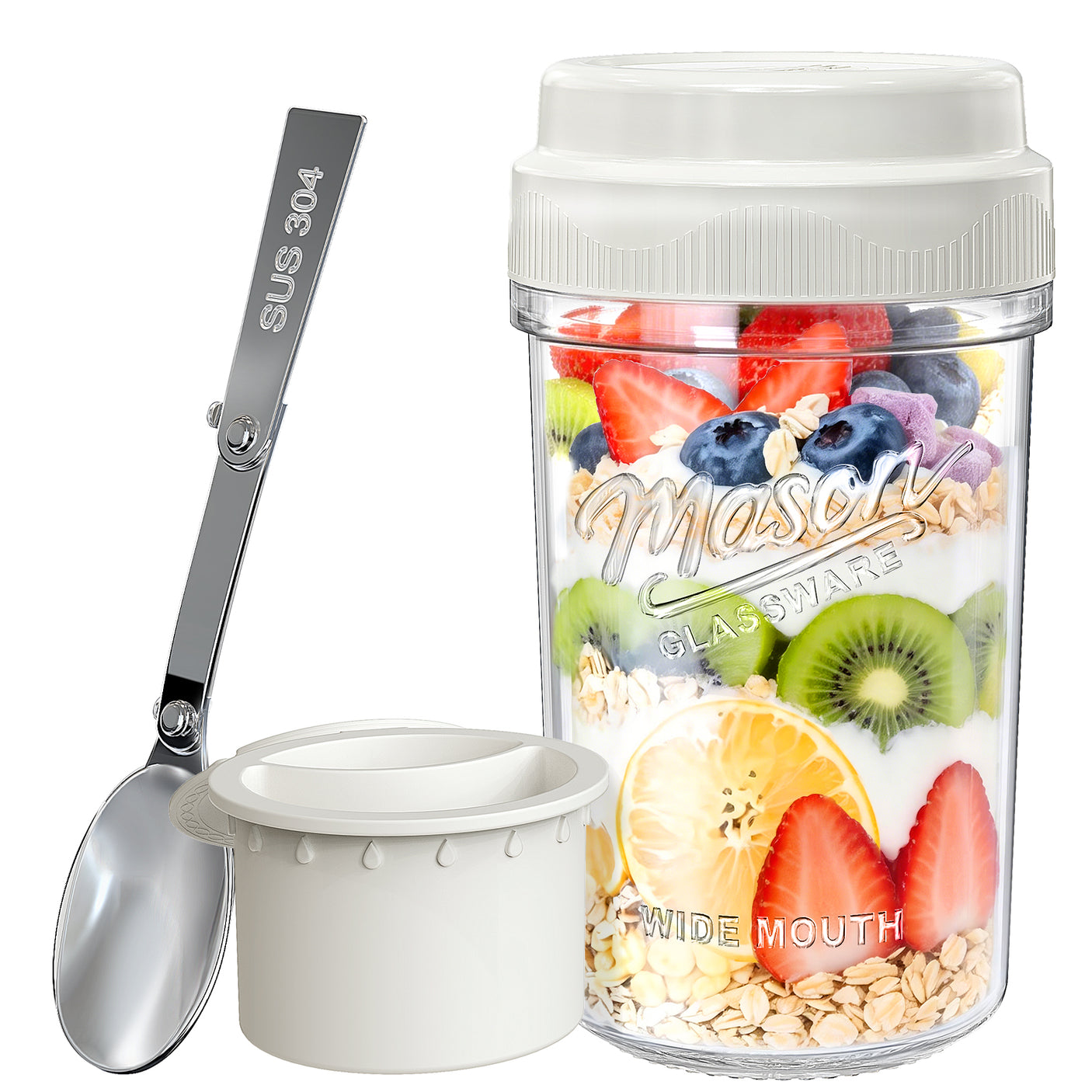 Syntic 21 Oz Customized Overnight Oats Mason Jar