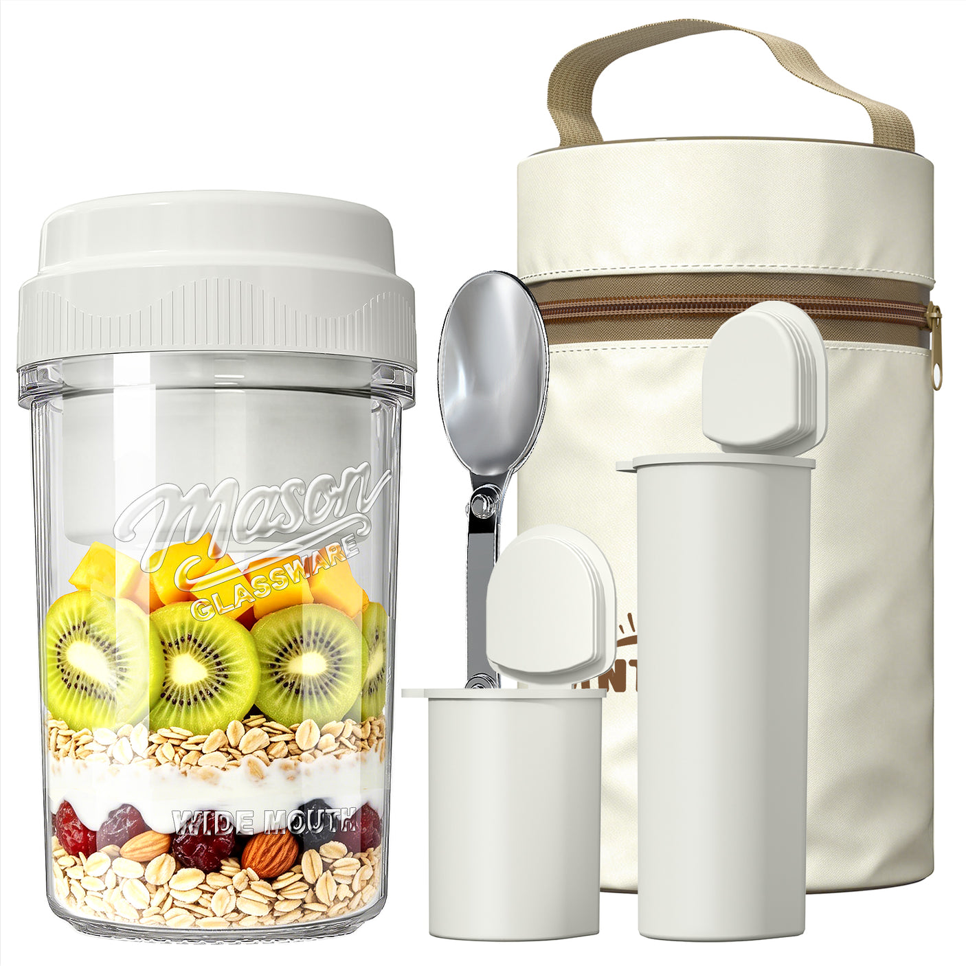 Syntic 21 Oz Customized Overnight Oats Mason Jar