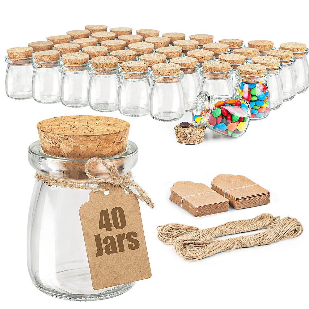 40 Pcs 3.4 oz Glass Favor Jars with Cork Lid