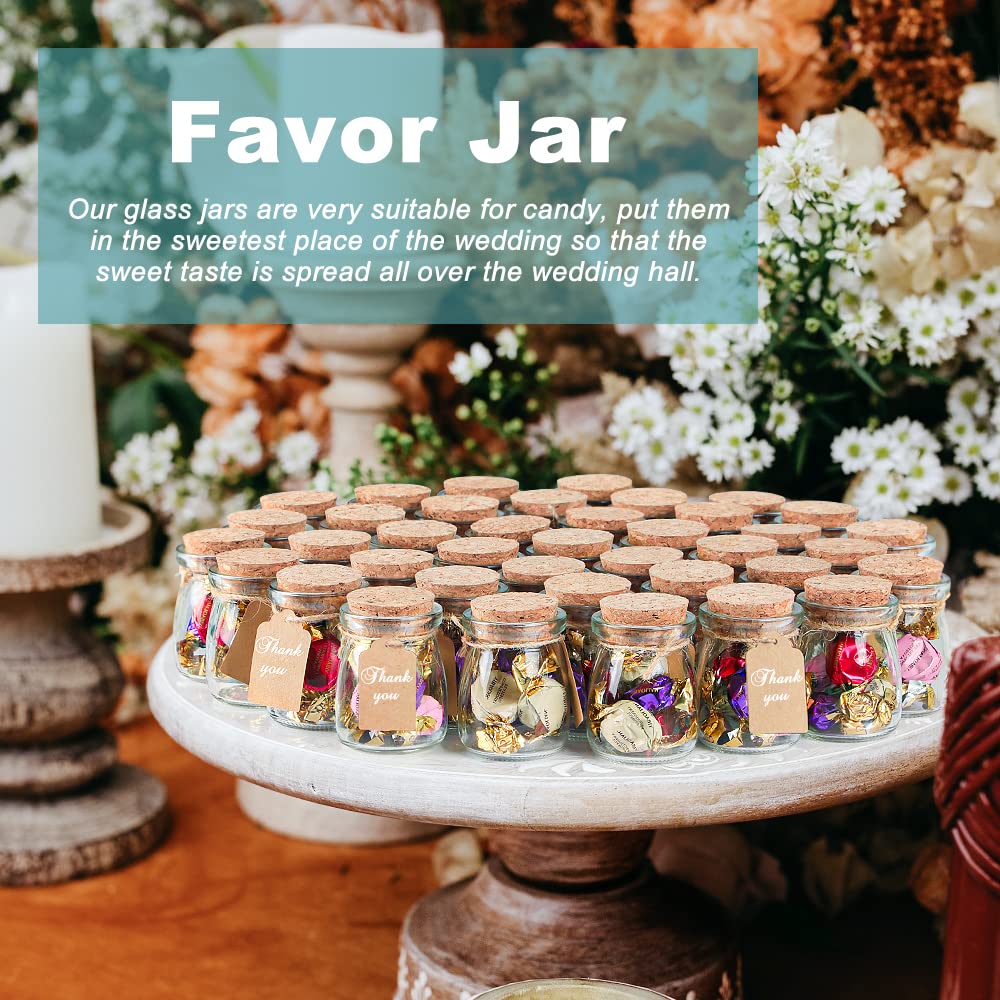 40 Pcs 3.4 oz Glass Favor Jars with Cork Lid