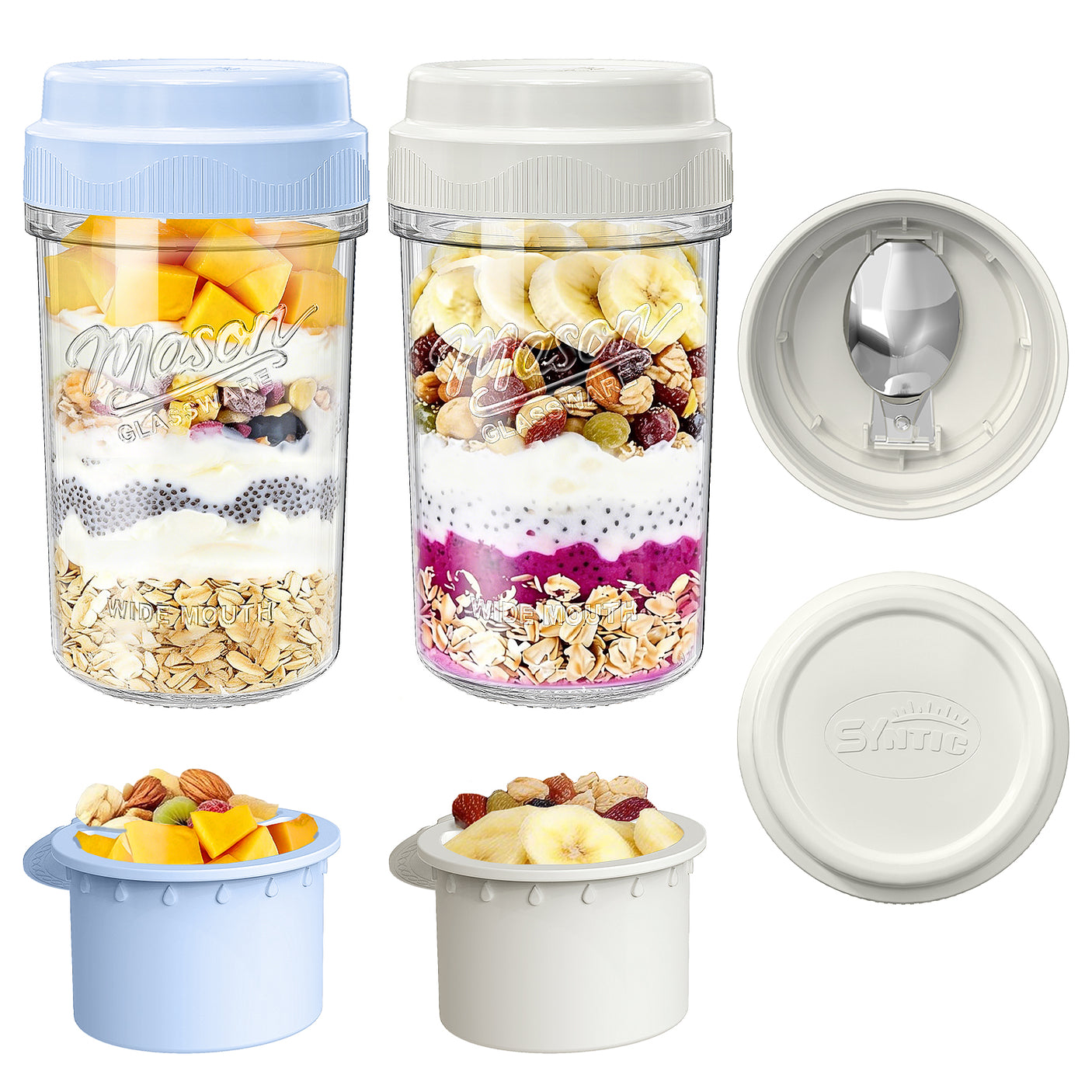 Syntic 21 Oz Customized Overnight Oats Mason Jar