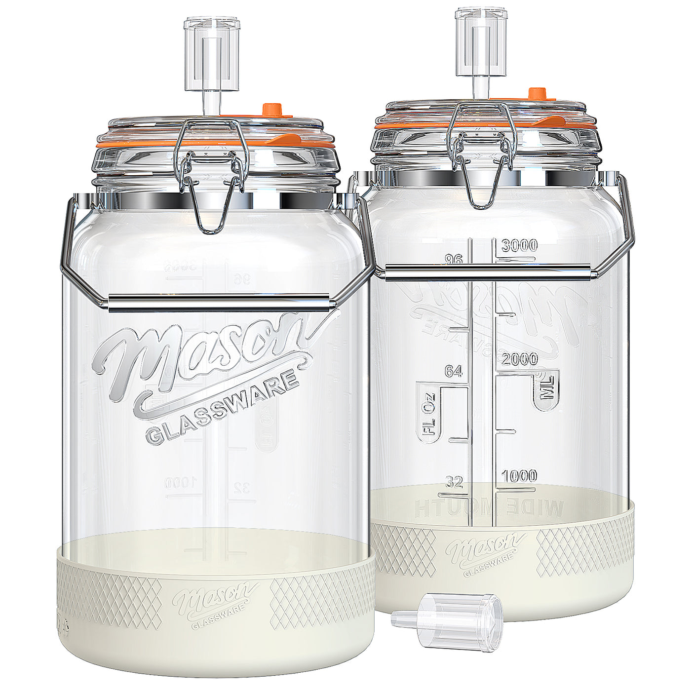 Upgrade 2 Pc 1 Gallon Fermentation Jars with Airlocks & Silicone Cover