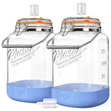 2 Pc 1.5 Gallon Fermentation Jar with Steel Handle, Silicone Anti-slip Cover, 3 Airlocks